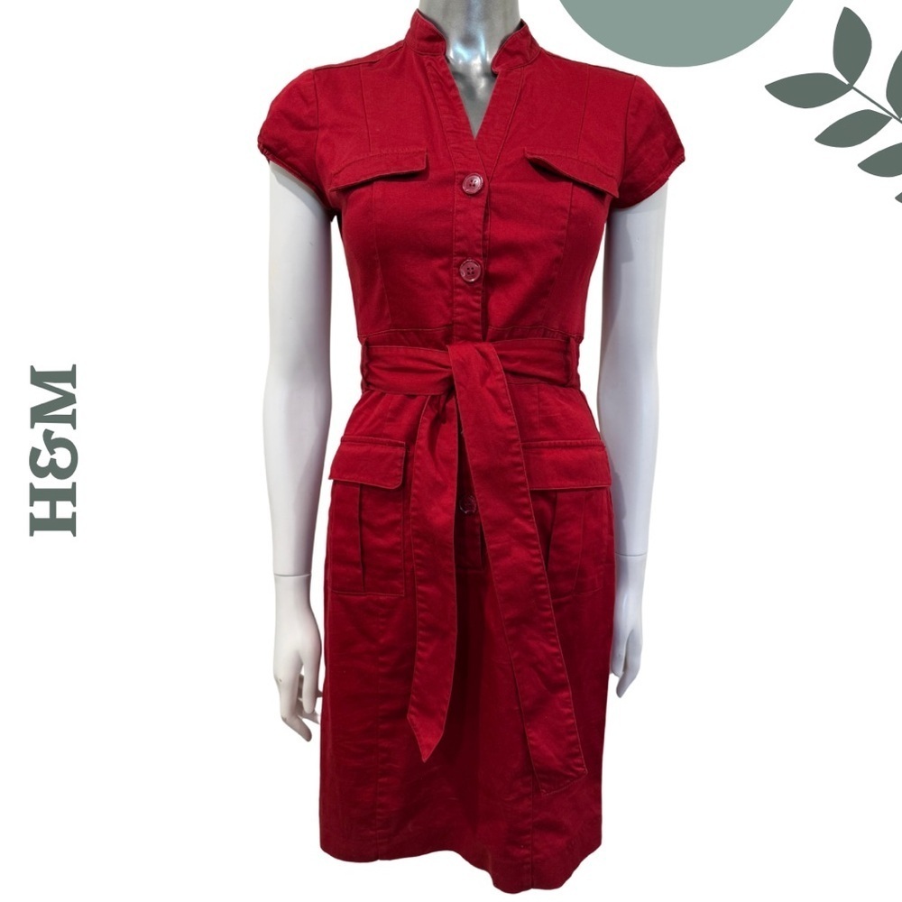 🛍️3/$40 H&M Scarlet Utility Belted Dress – Size Small (Approx.)